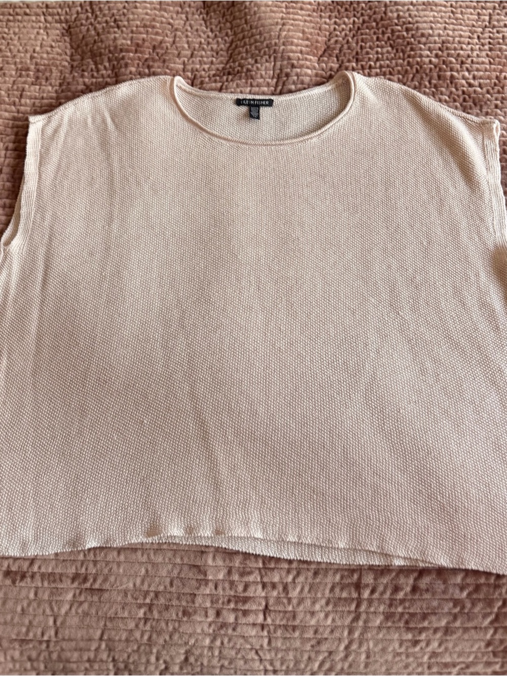 Eileen Fisher Women's light pink Short-Sleeve light knit sweater - Picture 3 of 5